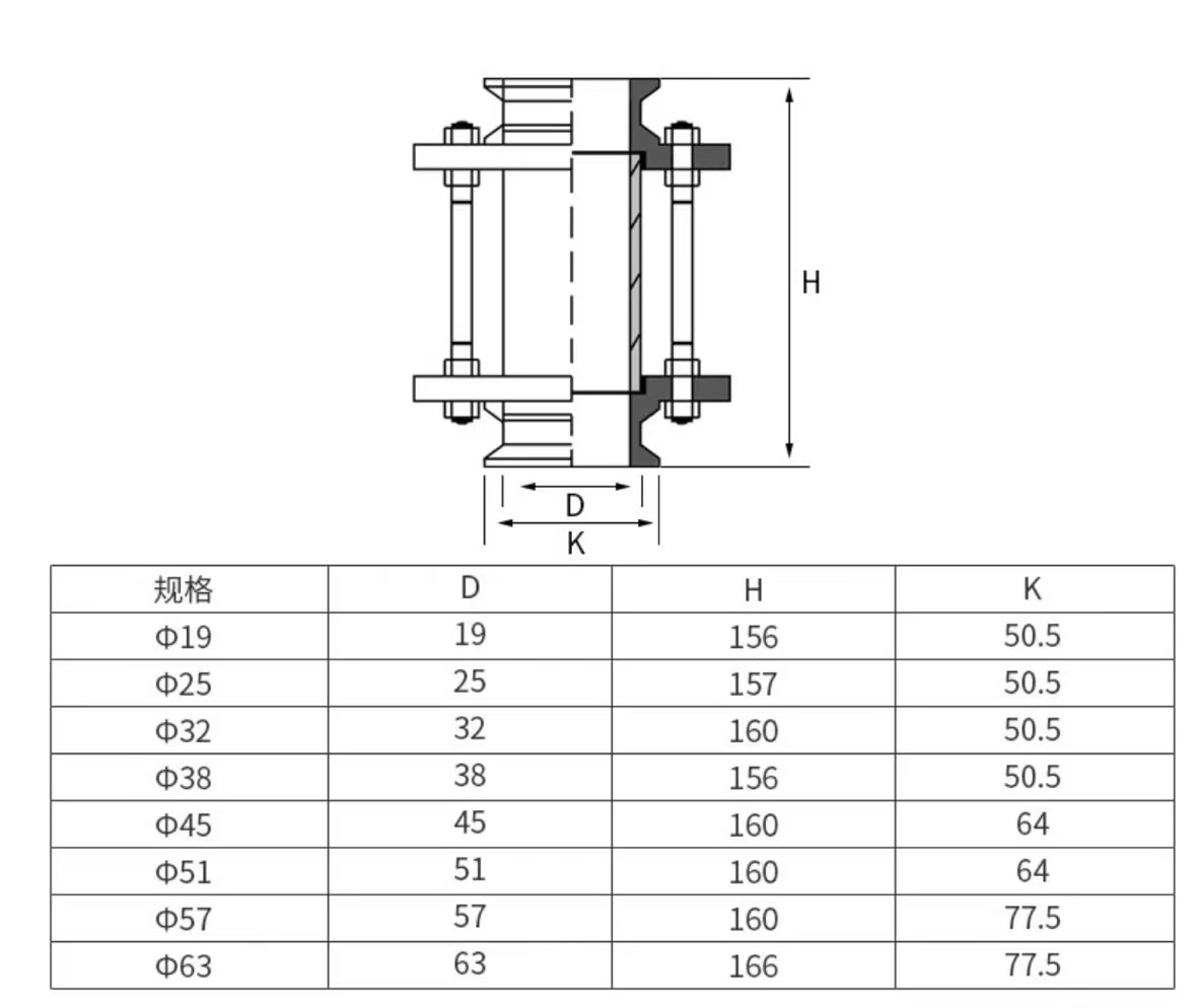 Sanitary Stainless Steel 316/304 Pipe Fittings Tri Clamp Straight Tubular Sight Glass