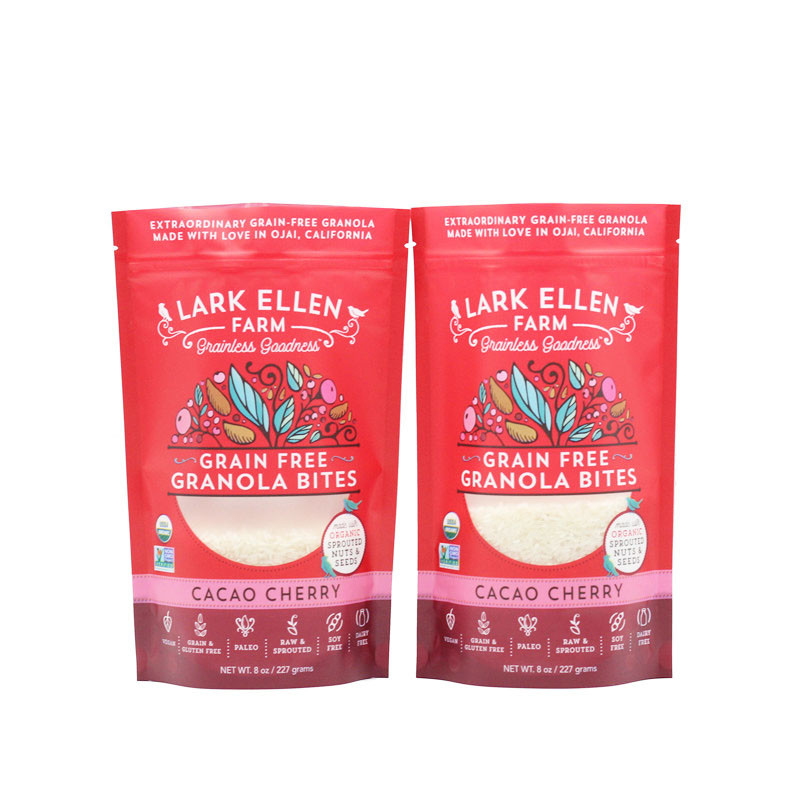 Custom Printing Aluminum Foil Snack Packaging Zipper Bag For Granola Food with Window