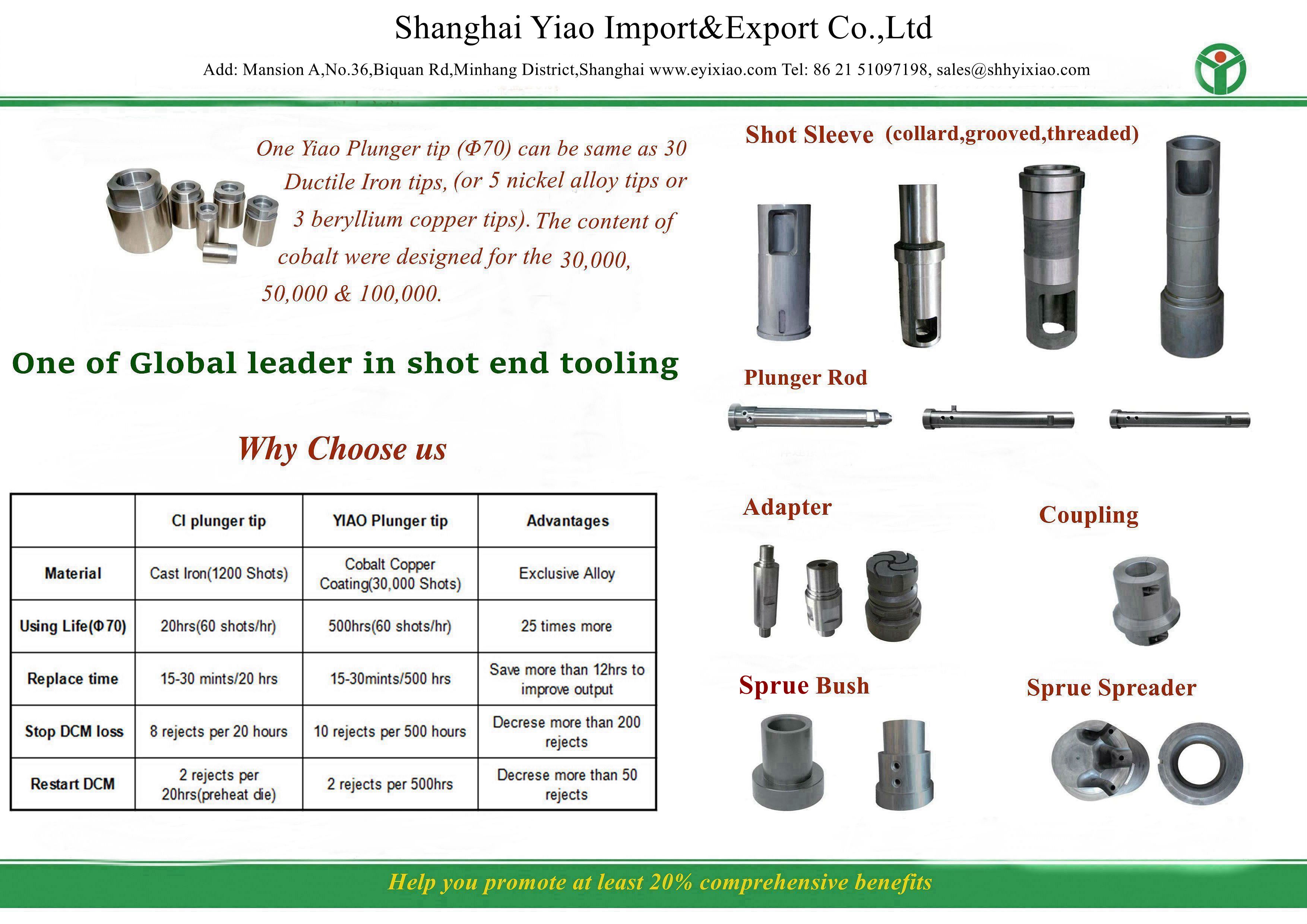 casting manufacturers shot sleeve, plunger tip, plunger rod, etc