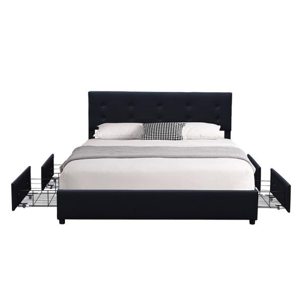 Buy cheap California King Size Wood Upholstered Headboard Bed Frame Tufted With Four Storage Drawer from wholesalers