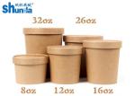 Disposable Kraft Paper Cup Food Packaging Container With Lid Flexo Printing