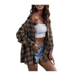 Women′s Flannel Plaid Shirts Button Down Regular Fit Long Sleeve Casual Shirts