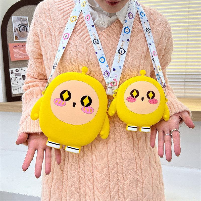 Cartoon Silicone Pencil Case Coin Wallet Bag Crossbody Shoulder Bag Kid Handbag Coin Purse For Little Girl Birthday Gift