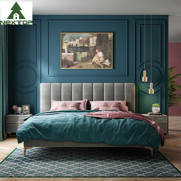 Buy cheap Custom Size Wooden Double Bed Queen Platform King Size Fabric Bed Hotel Bedroom Furniture from wholesalers