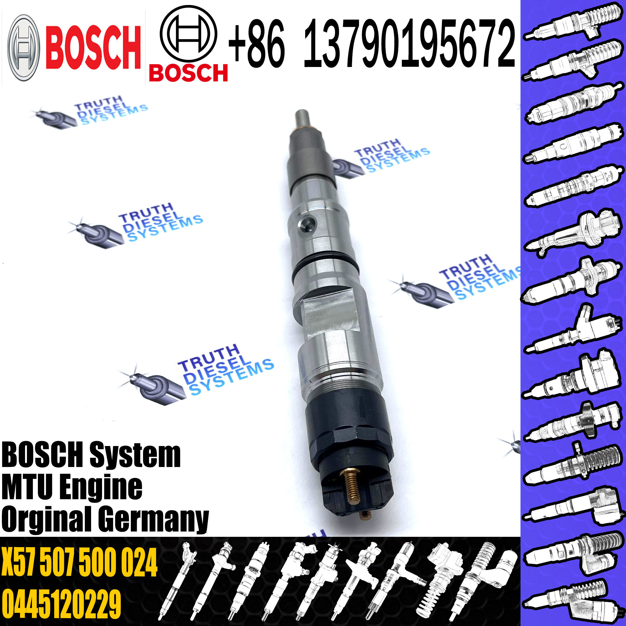High Quality New Diesel Fuel Injector 0445120229 Common Rail Injector X57 507 500 024 For MTU