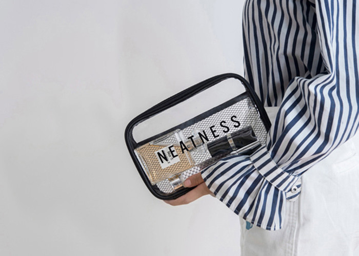 3 Pieces 28x19x5CM Transparent Pvc Bag Custom Printing OEM / ODM Service
