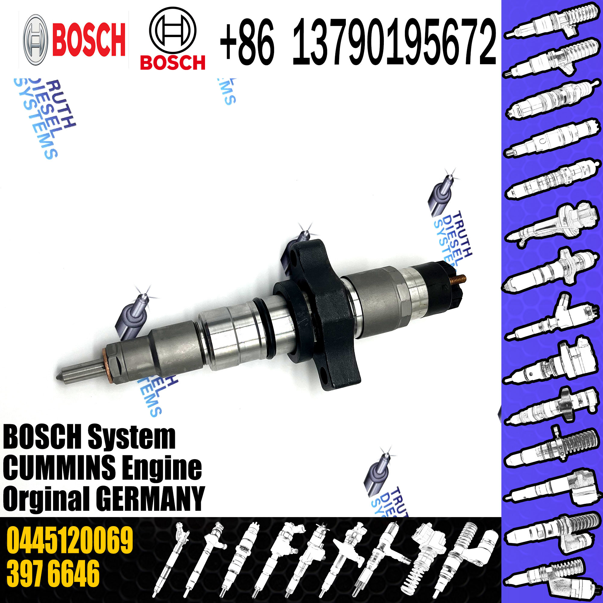 High Quality Diesel Engine Fuel Common Rail Injector 0445120069