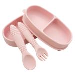 100% Food Grade Silicone Baby Cutlery 2 In 1 Bento Lunch Box With Spoon And Fork