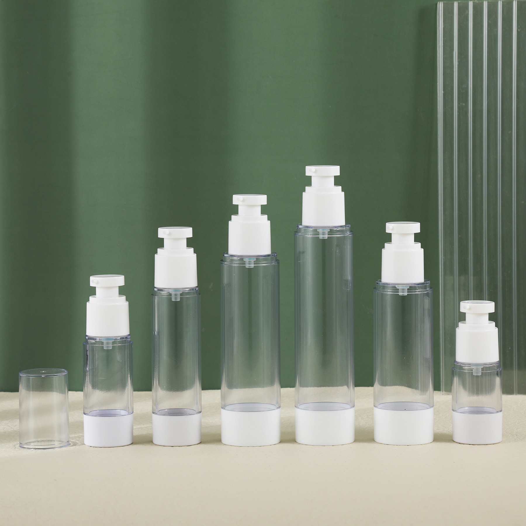 Sample Free 5ml 10ml 15ml 30ml Clear Empty Airless Pump Serum Lotion Frosted Bottle PCR Resistant Luxury Airless Bottle with Pump