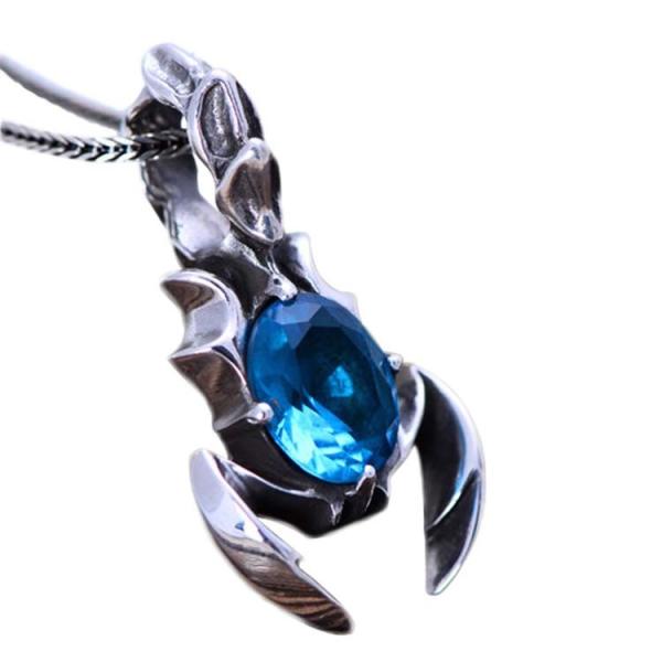 Buy cheap 925 Sterling Silver Blue Topaz Scorpion Style Pendant Necklace for Women and Men (N6030801B) from wholesalers