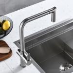 Flexible Brushed Nickel Kitchen Sink Faucet Single Hole Taps With PEX Hose