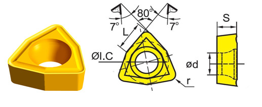 WCMX040208R,WNMA060404,YNMX1812L,Yellow CNC Turning Inserts / Hardness Lathe Tool Holders Carbide Inserts