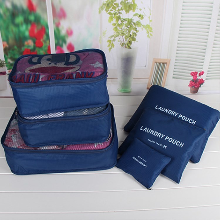 Polyester Folding Toiletry Travel Organizer Bag Set 6Pcs