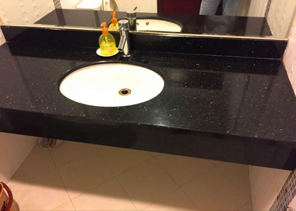 Buy cheap 22" X 60" Granite Vanity Countertops Black Galaxy For Hotel With Skirting from wholesalers