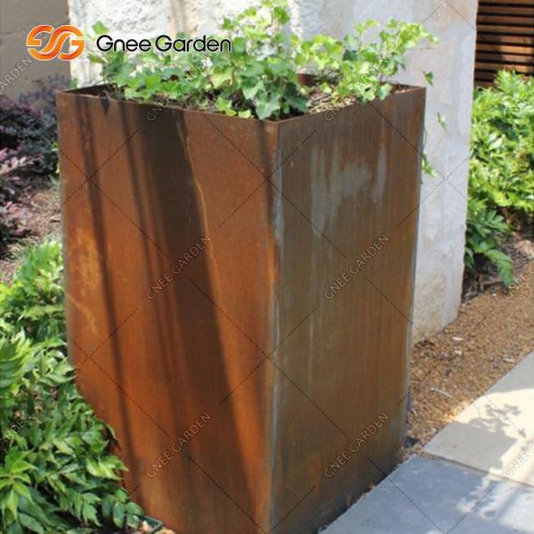 Buy cheap Large Square Outdoor Metal Planter Corten Steel Flower Pots Customized from wholesalers
