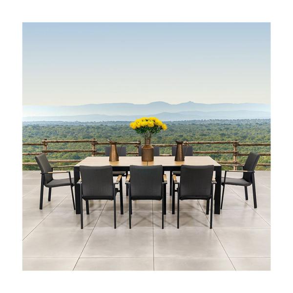 Buy cheap Y Mail Packing 8 Seater Outdoor Dining Set with Metal Furniture and Teak Wood Table from wholesalers