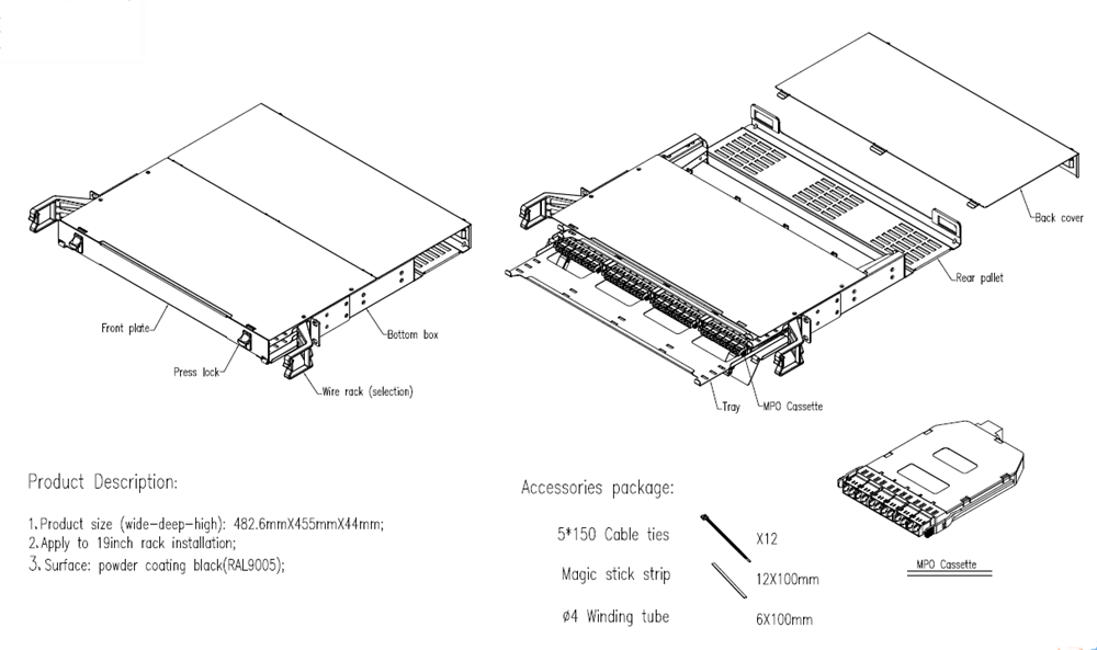72 Core Optical Distribution Frame Fiber Optic Patch Panel FONGKO