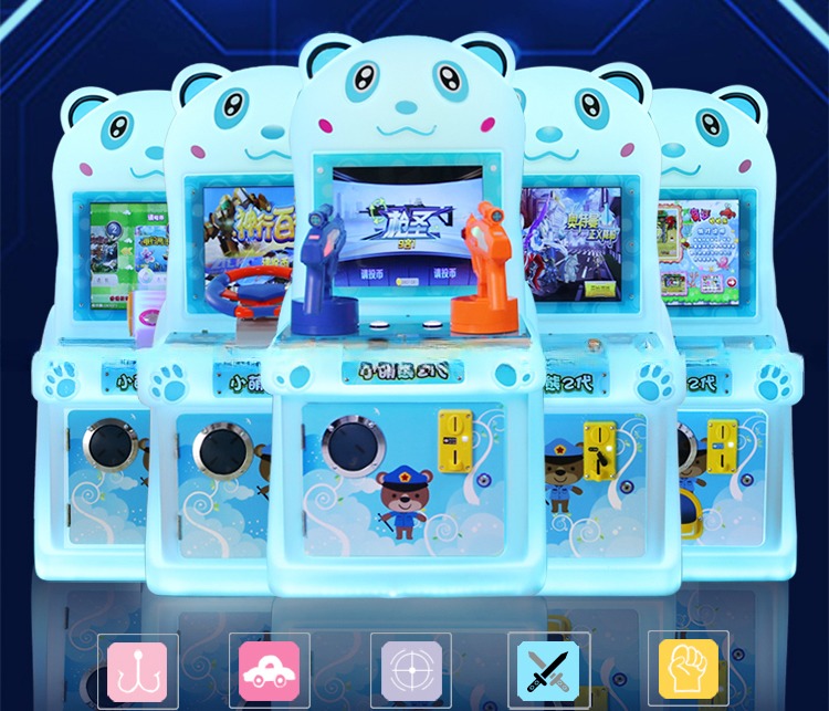 Cute bear kids bullets arcade shooting kids coin operated game machine for indoor shopping mall