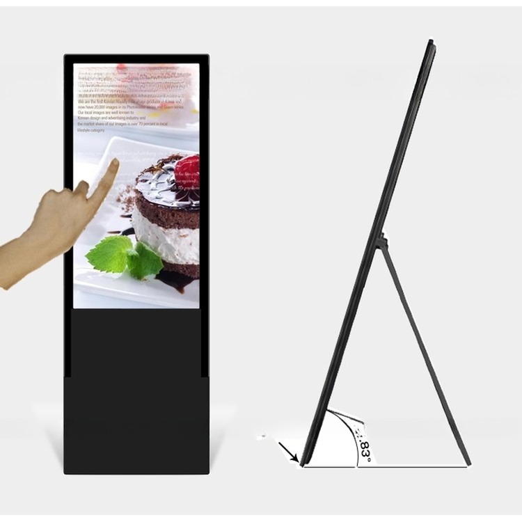 floor stand foldable 32" 43" 49" 55" inch LCD signage E-board display with touchscreen for shop restaurant interactive AD totem