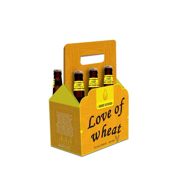 Corrugated Paper Food Storage Cardboard Boxes Custom Logo Beer Wine Box Portable Handle