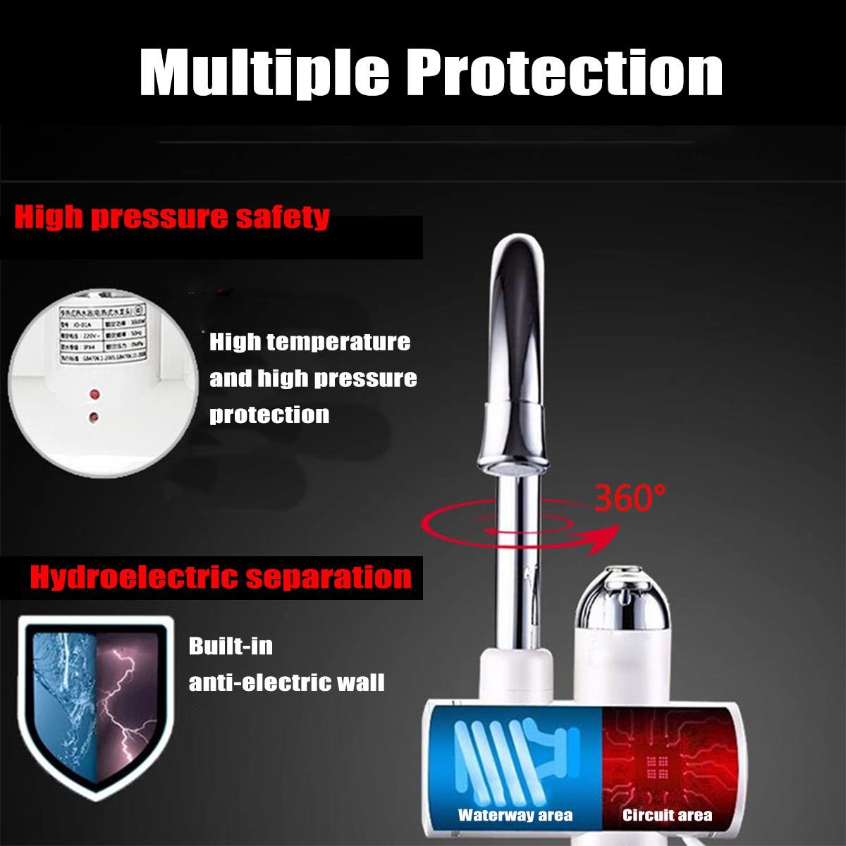 Deck Mounted Instant Electric Faucet Water Heater LVD 2-3L/Min For Sink