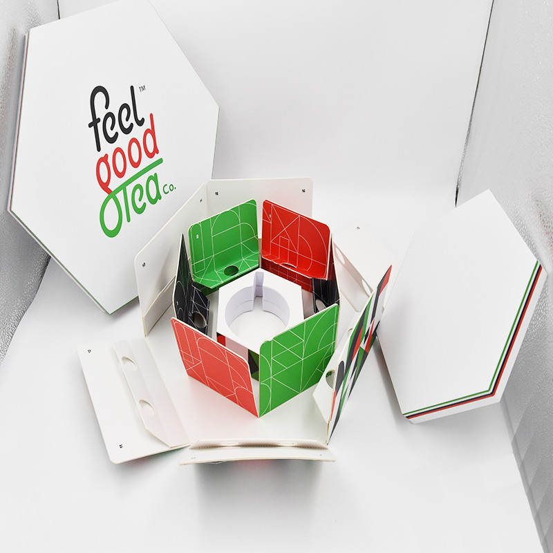 Two Layers Luxury Rigid Hexagonal Cardboard Tea Chocolate Packing Box