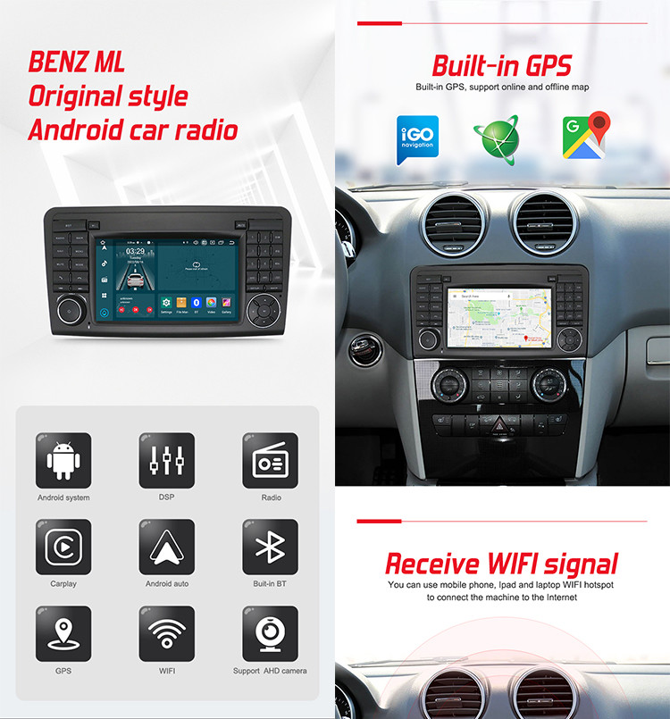 Mercedes Benz ML 350 W164 2005-2012 With Physical Buttons Car GPS Wireless Carplay