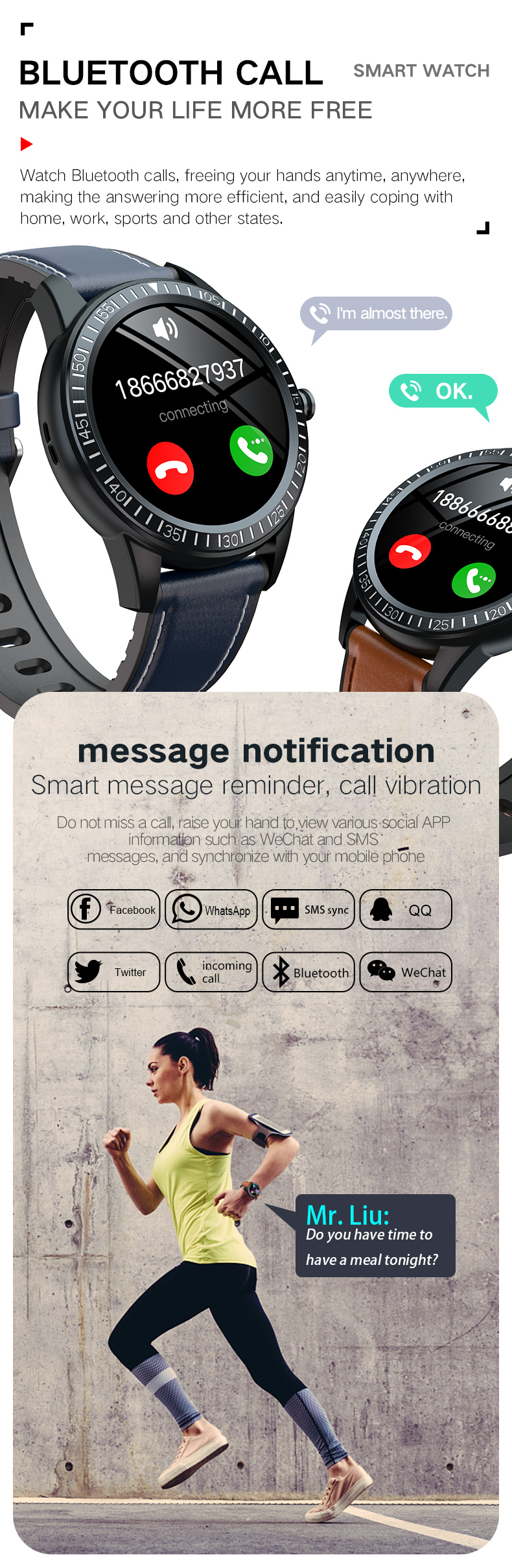 Multifunction Sport Music ECG Smart Watch IP67 Waterproof 1.28 Inch