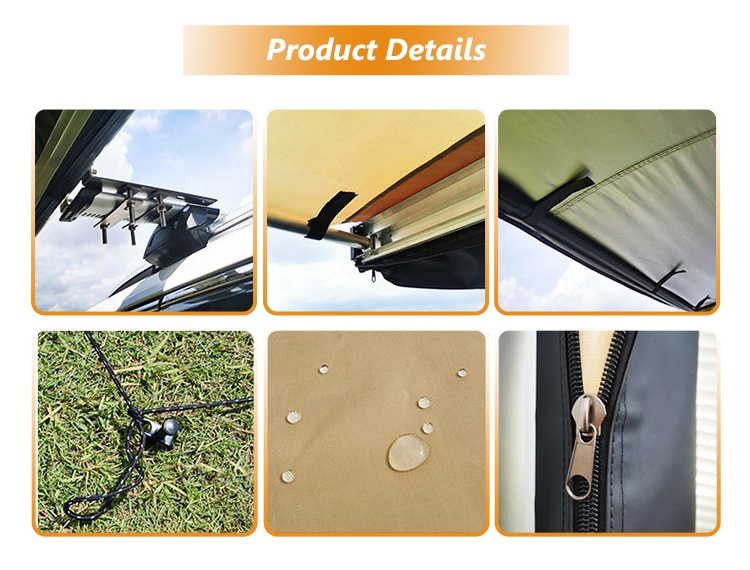 2024 Newest Nice 270 Retractable Car Roof Side Awning Tent with Wall Waterproof UV Proof