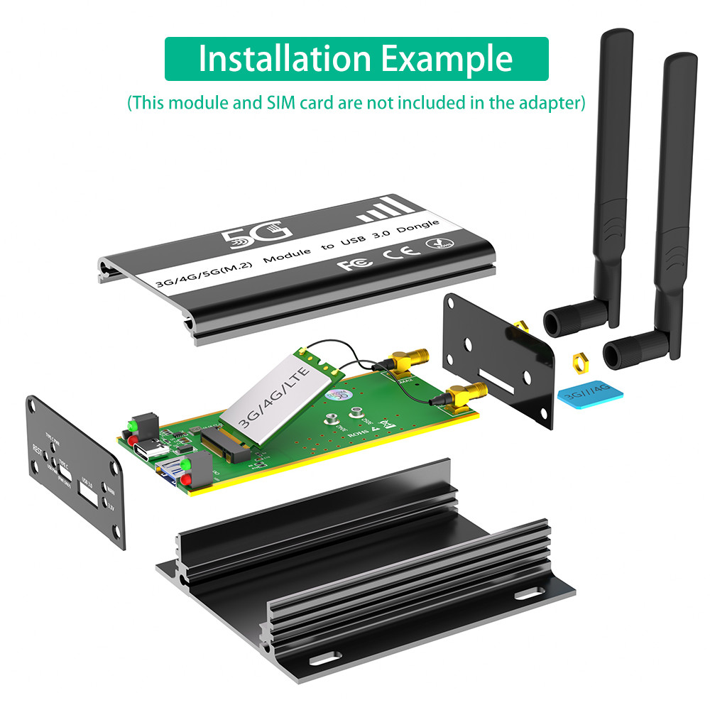NGFF M.2 To USB 3.0 Adapter Dual NANO SIM Card Slot For 3G 4G 5G Module Speed