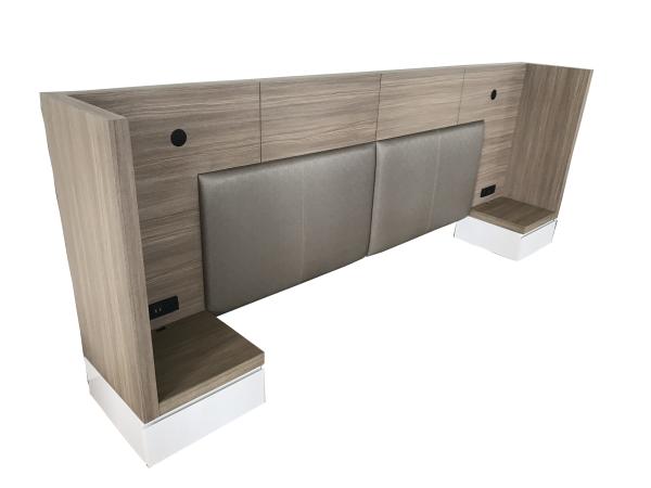 Buy cheap U shape HPL laminate king size headboard with upholstery&white night stand,hotel bedroom furniture,hospitality casegoods from wholesalers