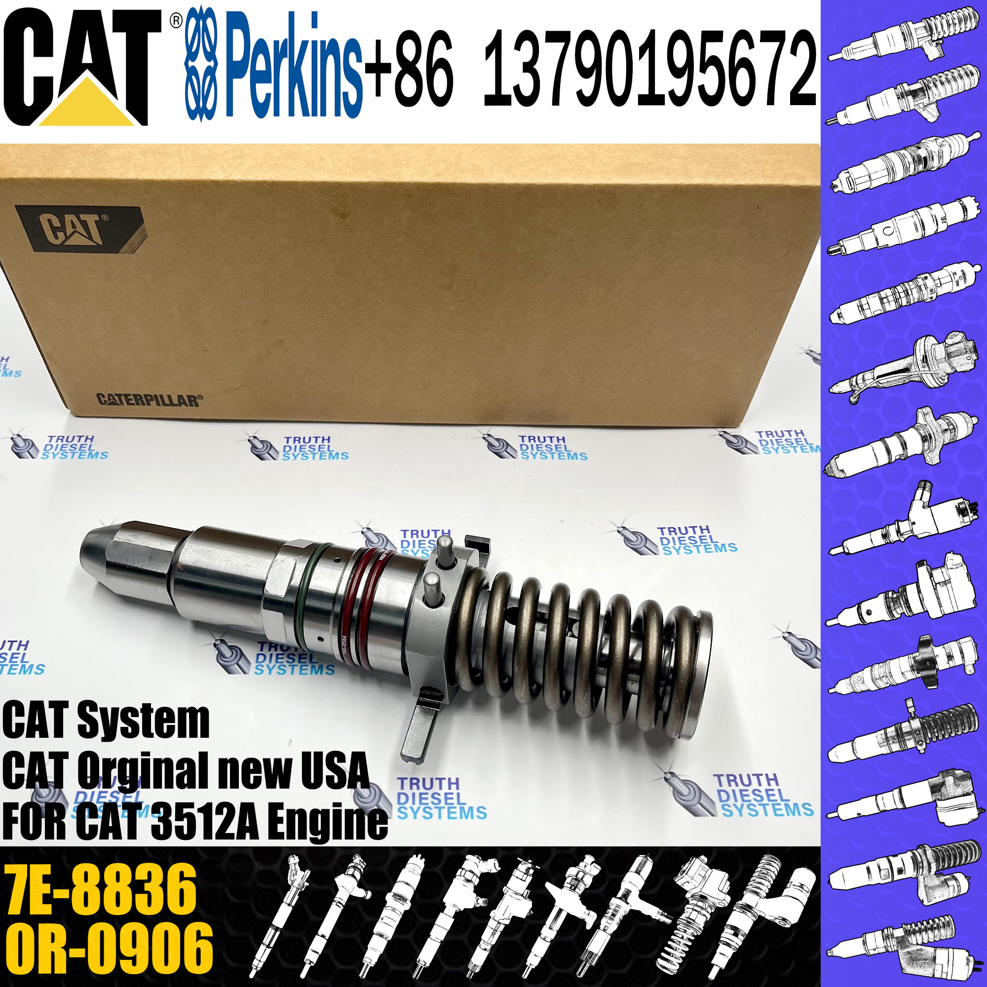 common rail injector 4P-9077 7E-8836 0R-2925 7C-4173 9Y-1785 6I-3075 7C-4184 7C-9578 10R3053 for C-A-T 3500A engine