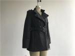 Black Military Coat Ladies Double Breasted Melton Coat With PU Piping TW55641