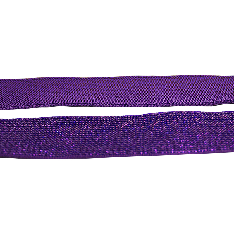 Woven 40mm Metallic Waistband Elastic Purple Silver Glitter Elastic
