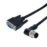 Waterproof M12 Female 4pins 90 degree A Code Molding To D-Sub 9 Pins Connector