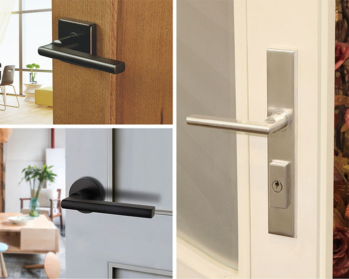 SL243 brushed stainless steel door handle with optional backplates