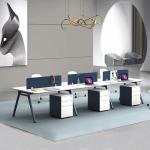 Workstation Desk Office Furniture Blue Wooden Workstation 4 Seat Office Computer