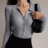 Buy cheap 2023 Lapel Slim Top Women′s Hollowed out Button Sexy V-Neck Long-Sleeved Polo Neck Knitted Cardigan Sweater Women′s from wholesalers