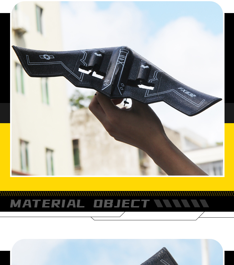 Fx632 Rc Airplane B2 Bomber 2.4ghz Wireless Control Mini Glider 2ch Aircraft Drone Children Toys Gifts for Kids' Learning
