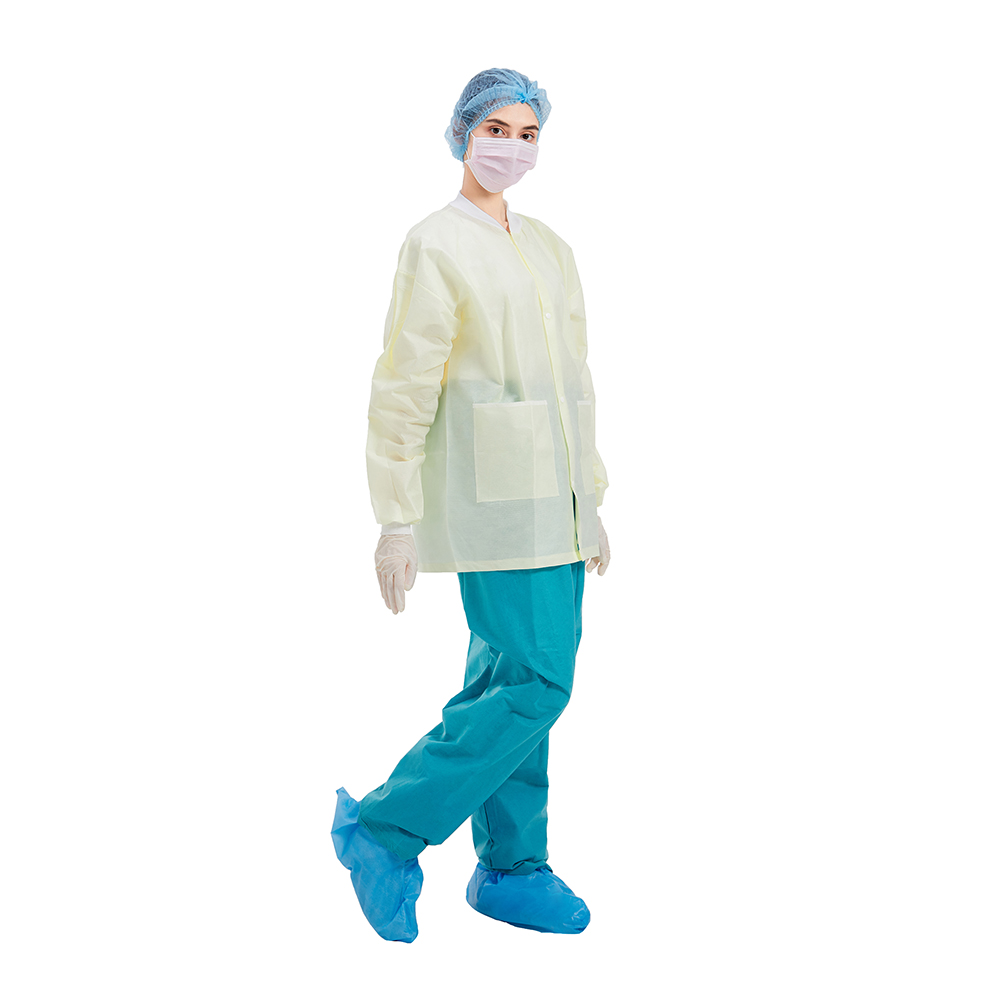 OEM Hospital Scrub Suit , Disposable Dental Lab Jackets Knit Collar
