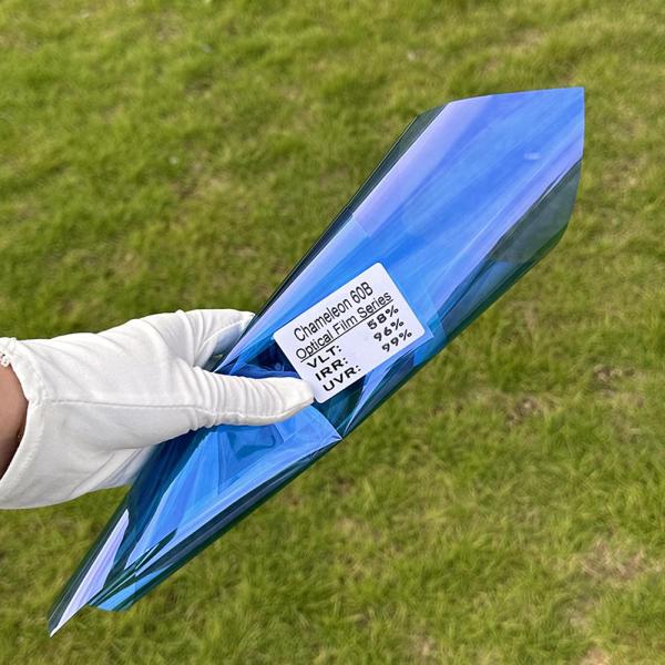 Quality Colored Chameleon Tint Film 58%VLT Blue Heat Insulation Solar Car Window Tint for sale