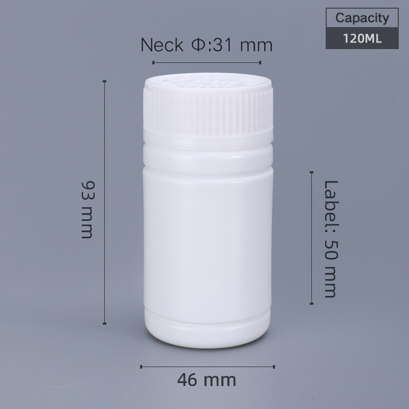 HDPE Collar Pharmaceutical Pill Bottles 50cc 4 Oz White Aluminum Foil Gasket Lid