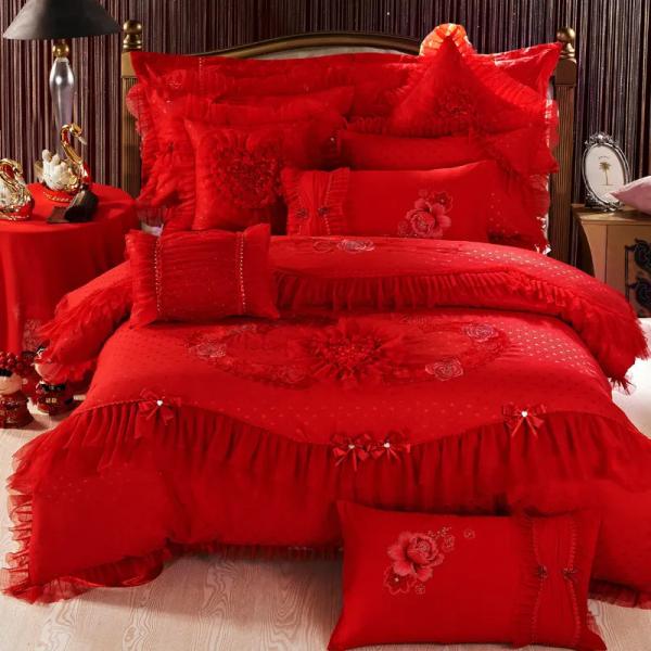 Buy cheap 100% Cotton Embroidery 60S Quilt Cover Bridal Bed Sheet Sets Comforter Bedding Set Wedding Souvenirs Gift from wholesalers