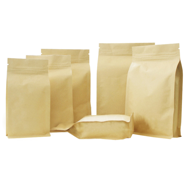 Resealable Snack Stand up Zipper Pouch Plastic Aluminum Foil Lined Kraft Packaging Food Paper Bags with Window