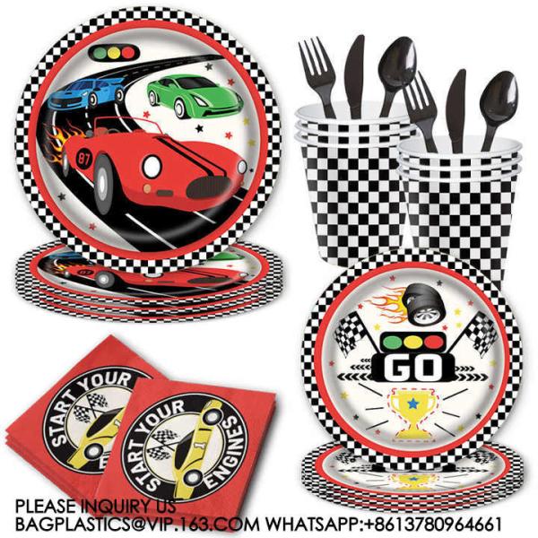 Hot Sale Happy Birthday Party Decoration Disposable Plate Set Racing Car Party
