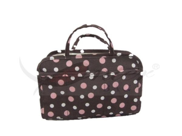 Buy cheap Easy Carry Brown Travel Cosmetic Bags Dot Printing OEM / ODM Acceptable from wholesalers