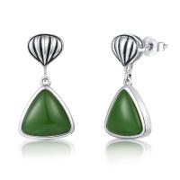 Buy cheap Birthstones 925 Sterling Silver Gemstone Earrings Trillion Green Jade Stud product