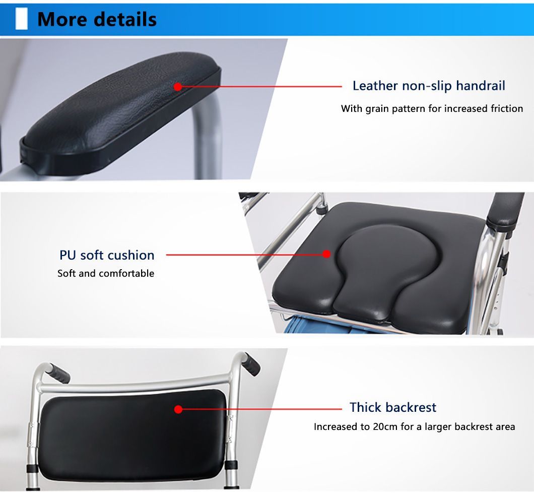 for Seniors, Heavy Duty Aluminum Toilet Wheelchair with Locking Wheels