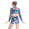 Buy cheap MiDee Full Sequins Ombre Neon Color Sequined Long Sleeve Dance Biketard Jazz Costume Jumpsuits from wholesalers