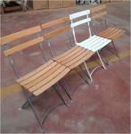 Outdoor garden restaurant furniture steel folding chair X shape wood slat chair